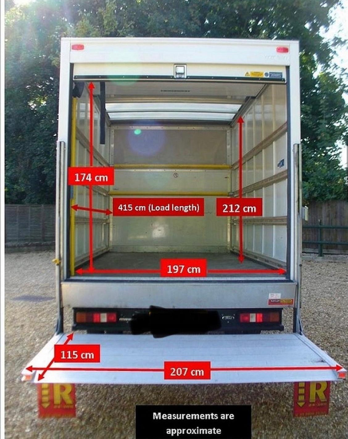 Dimensions of a typical luton van with a tail lift used for a man and van service